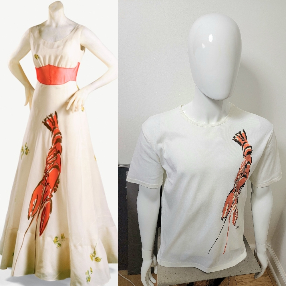Mega RARE authentic Schiaparelli iconic Lobster Tee shirt 1937 Dali print dress